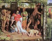 William Holman Hunt, a converted british family sheltering a christian priest from the persecution of the druids